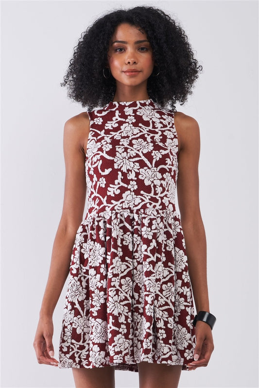 FABLICKS | Floral Crew Neck Sleeveless  Mini Dress